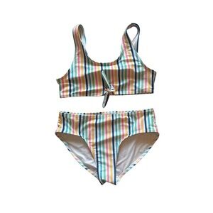 Old Navy Kids Striped Two Piece Swimsuit Size Large (10/12)